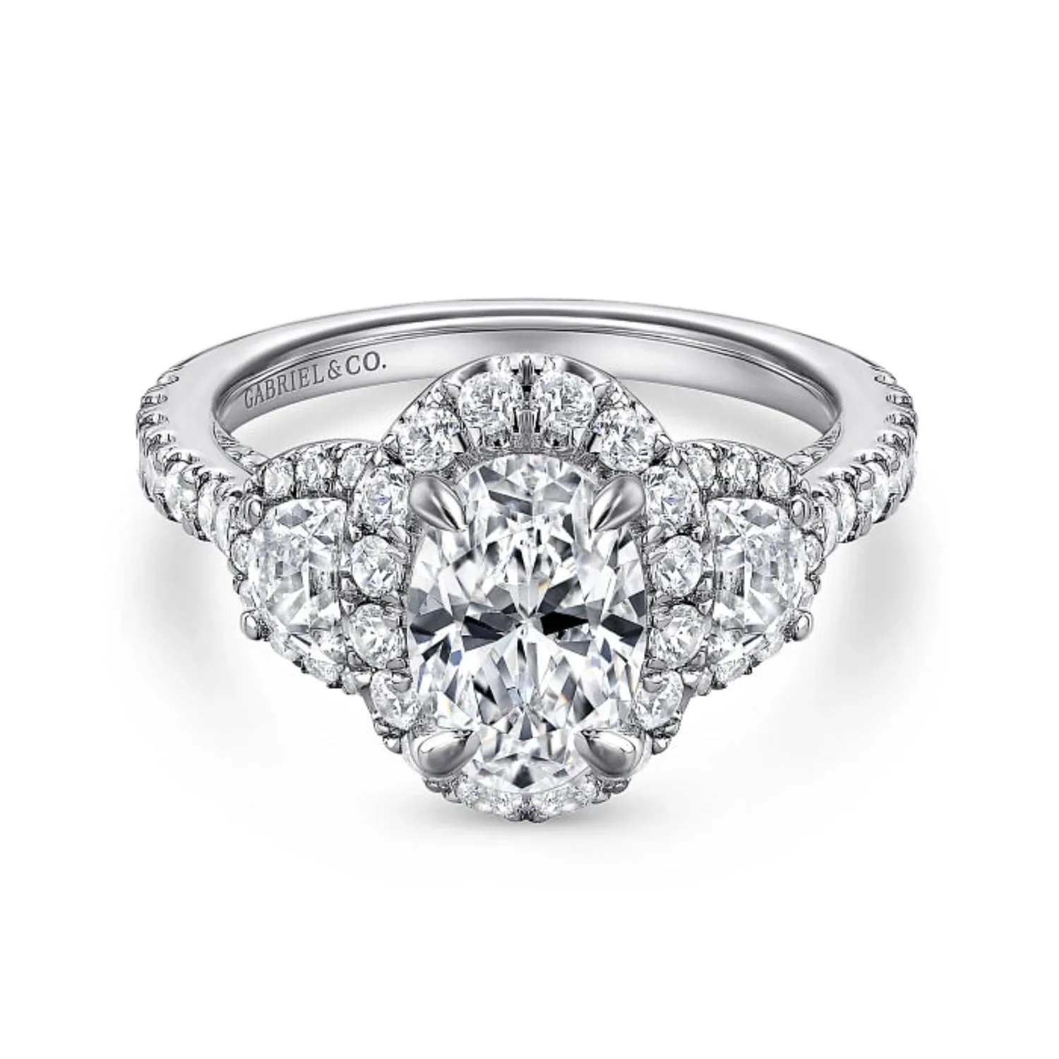 Gabriel & Co. "Waltz" Diamond Engagement Ring Featuring Half Moon Diamonds
