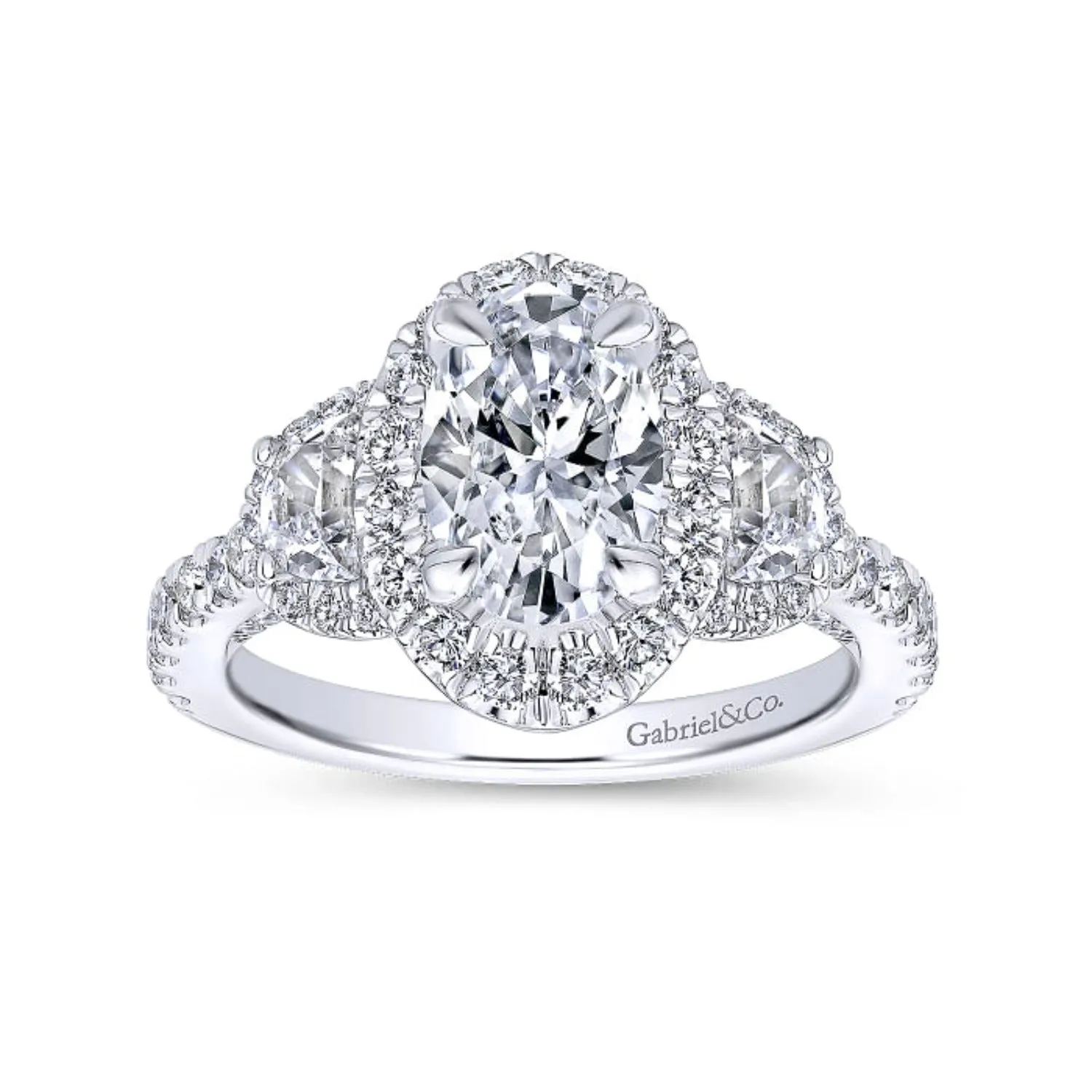 Gabriel & Co. "Waltz" Diamond Engagement Ring Featuring Half Moon Diamonds