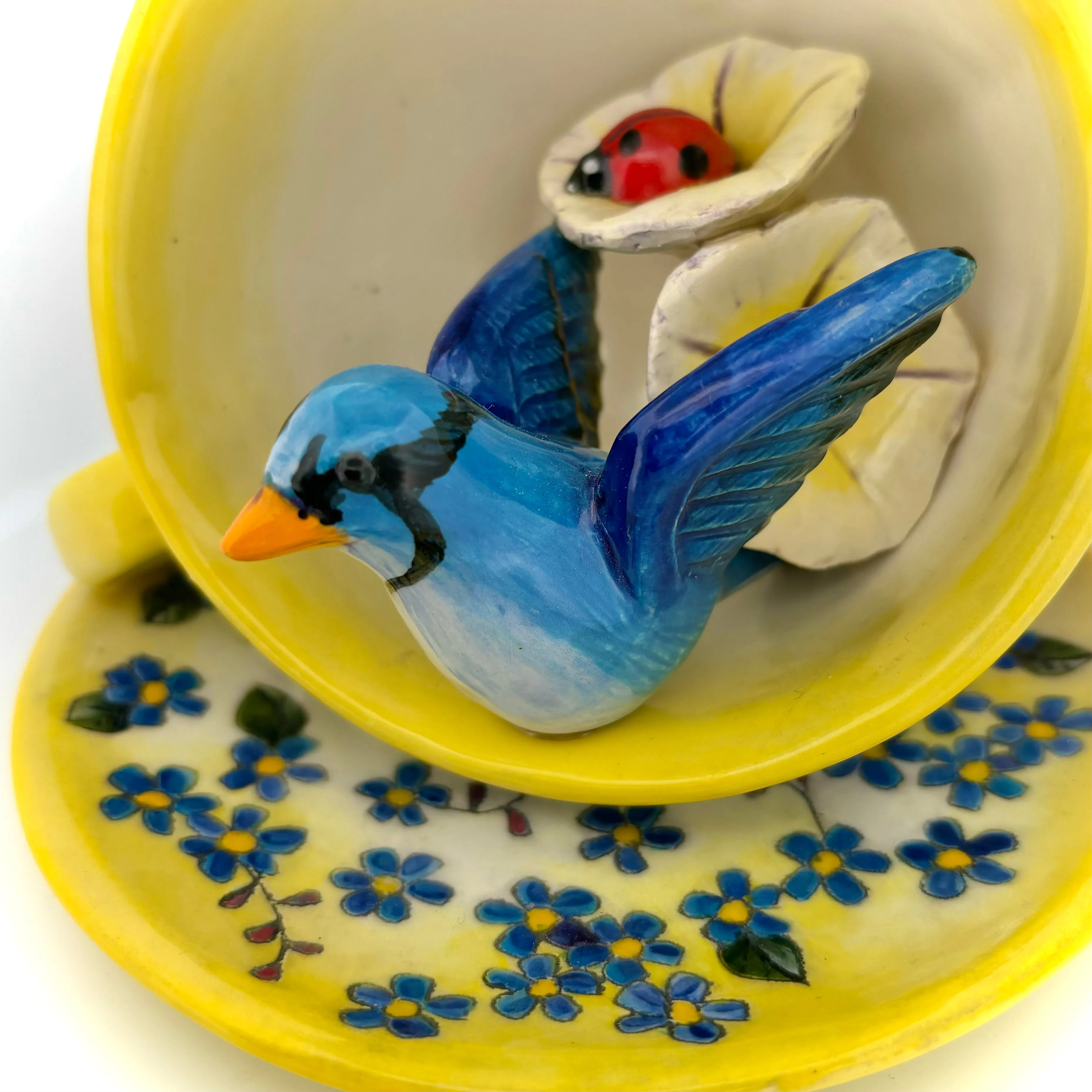 Garden Tea Party Blue Birds Figurine