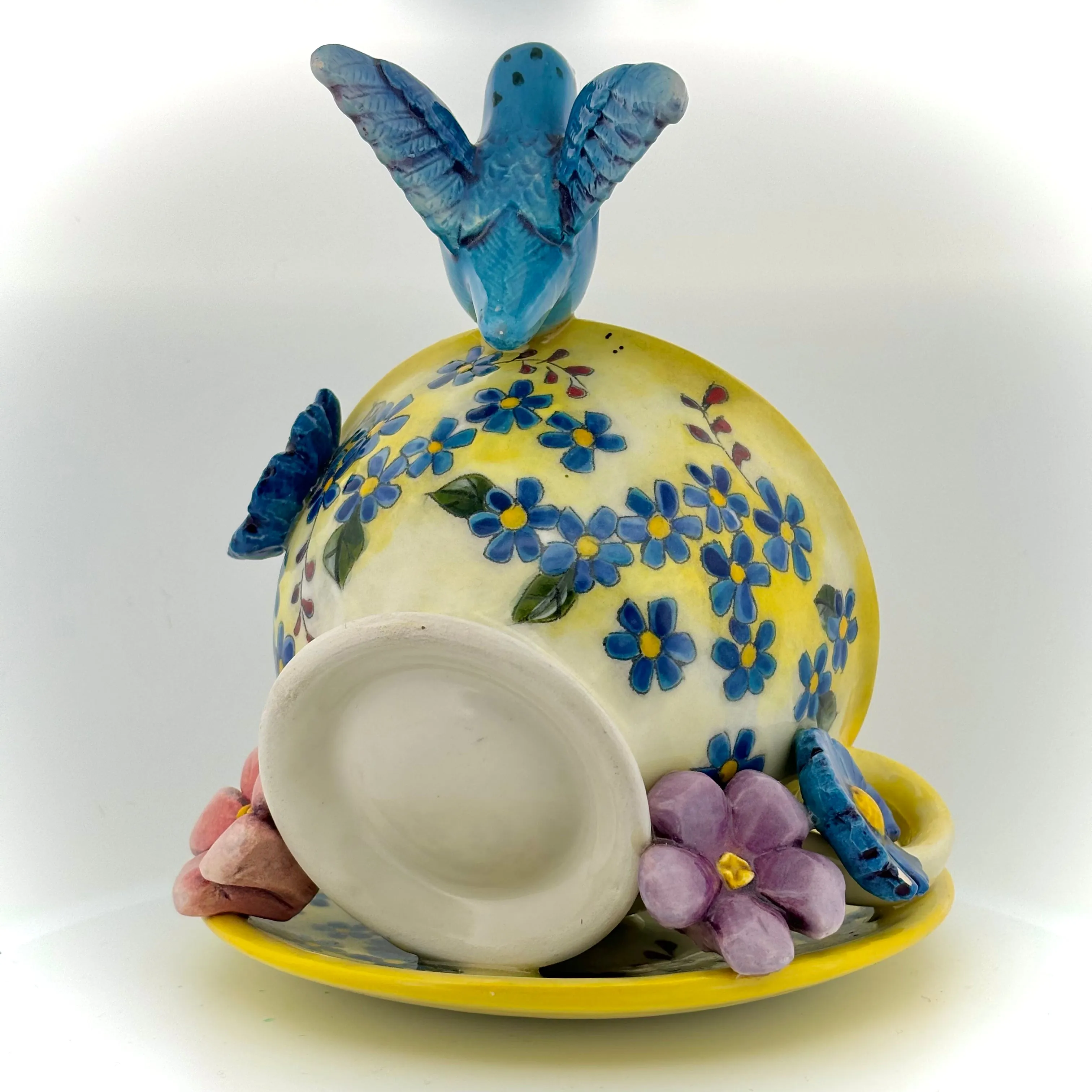 Garden Tea Party Blue Birds Figurine