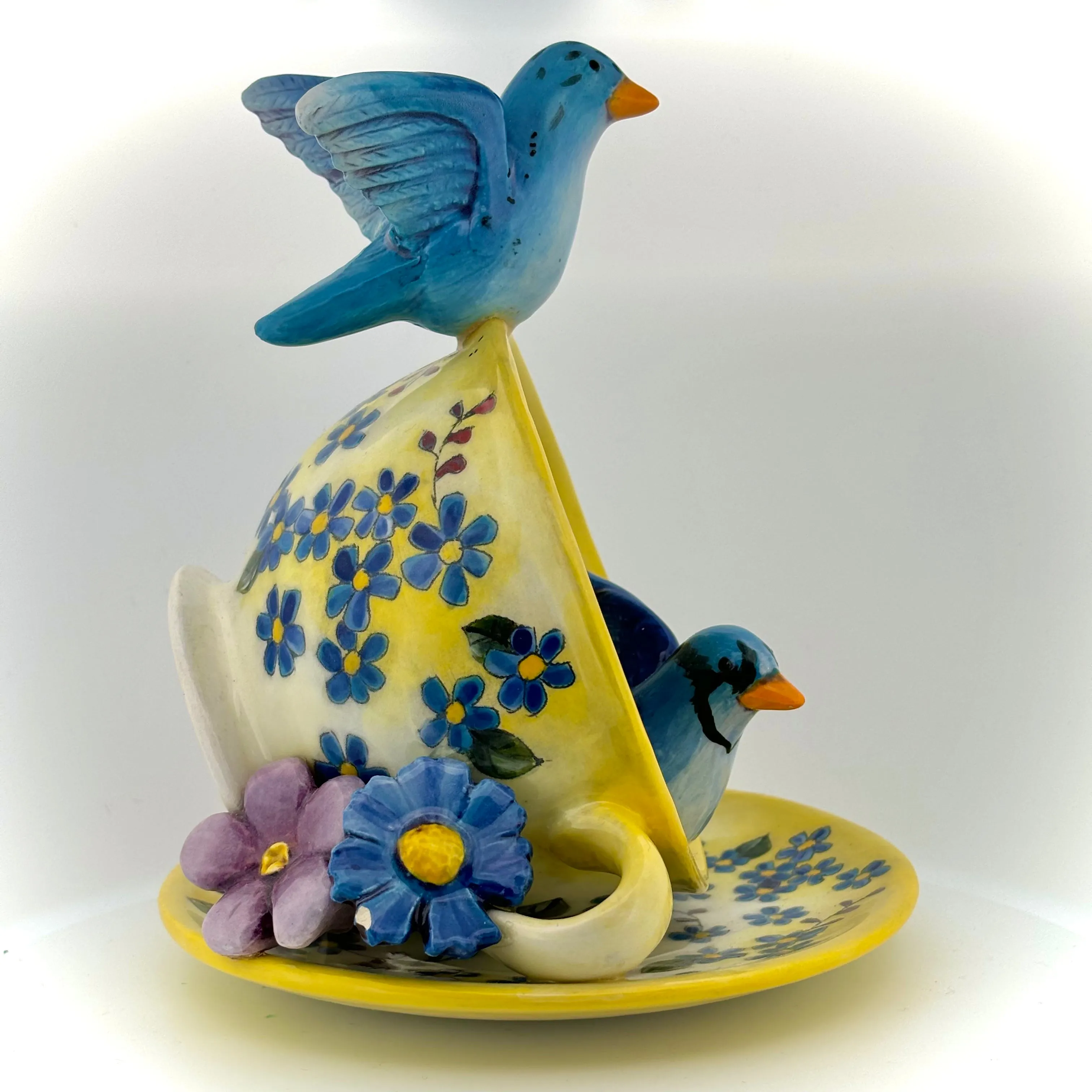 Garden Tea Party Blue Birds Figurine