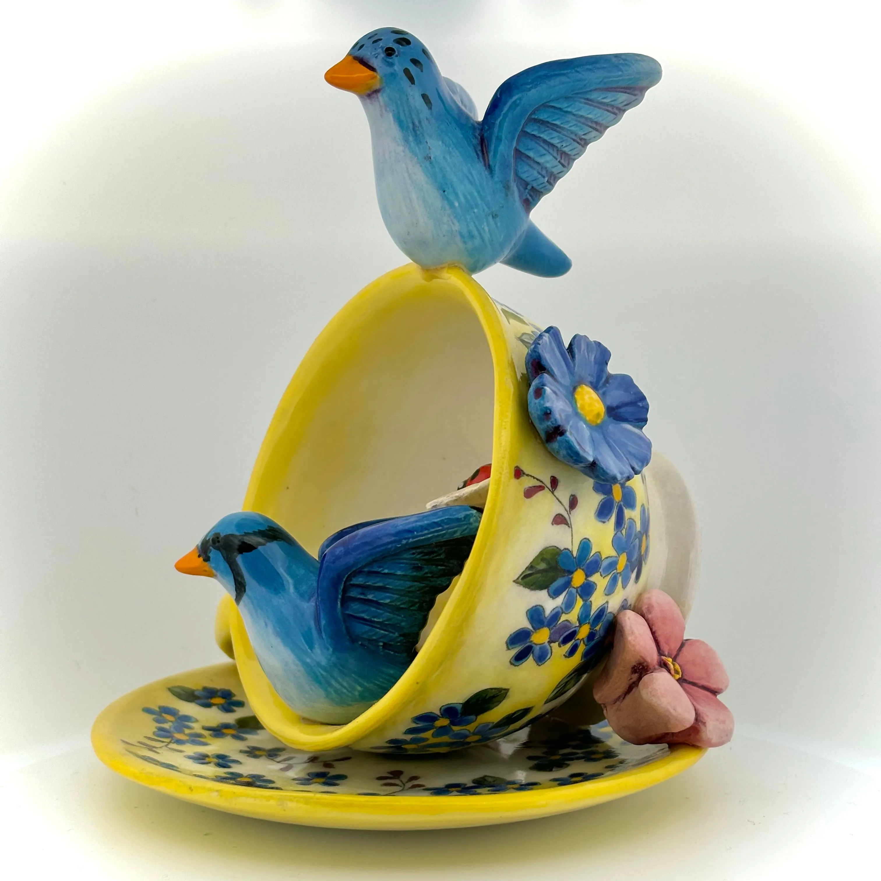 Garden Tea Party Blue Birds Figurine