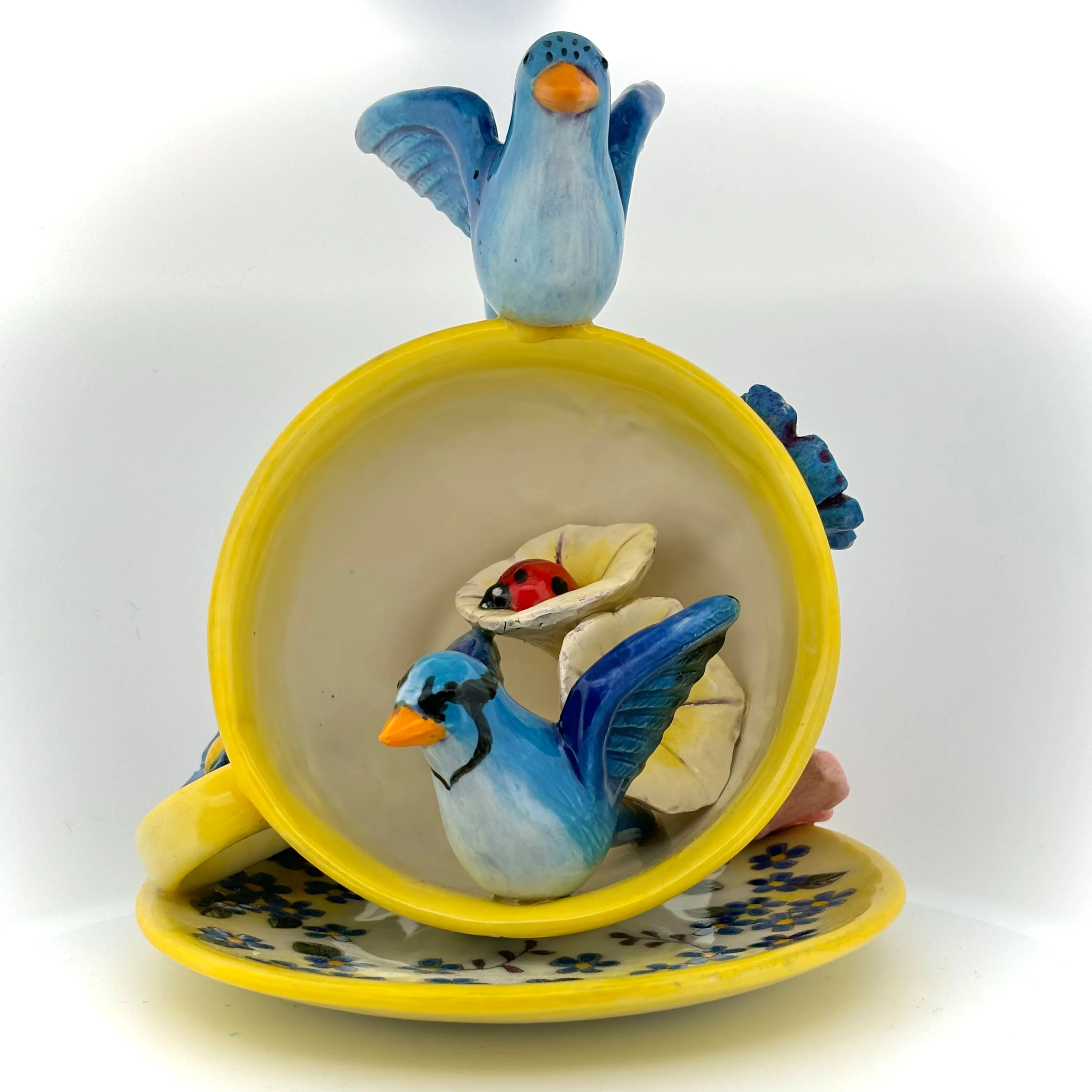 Garden Tea Party Blue Birds Figurine