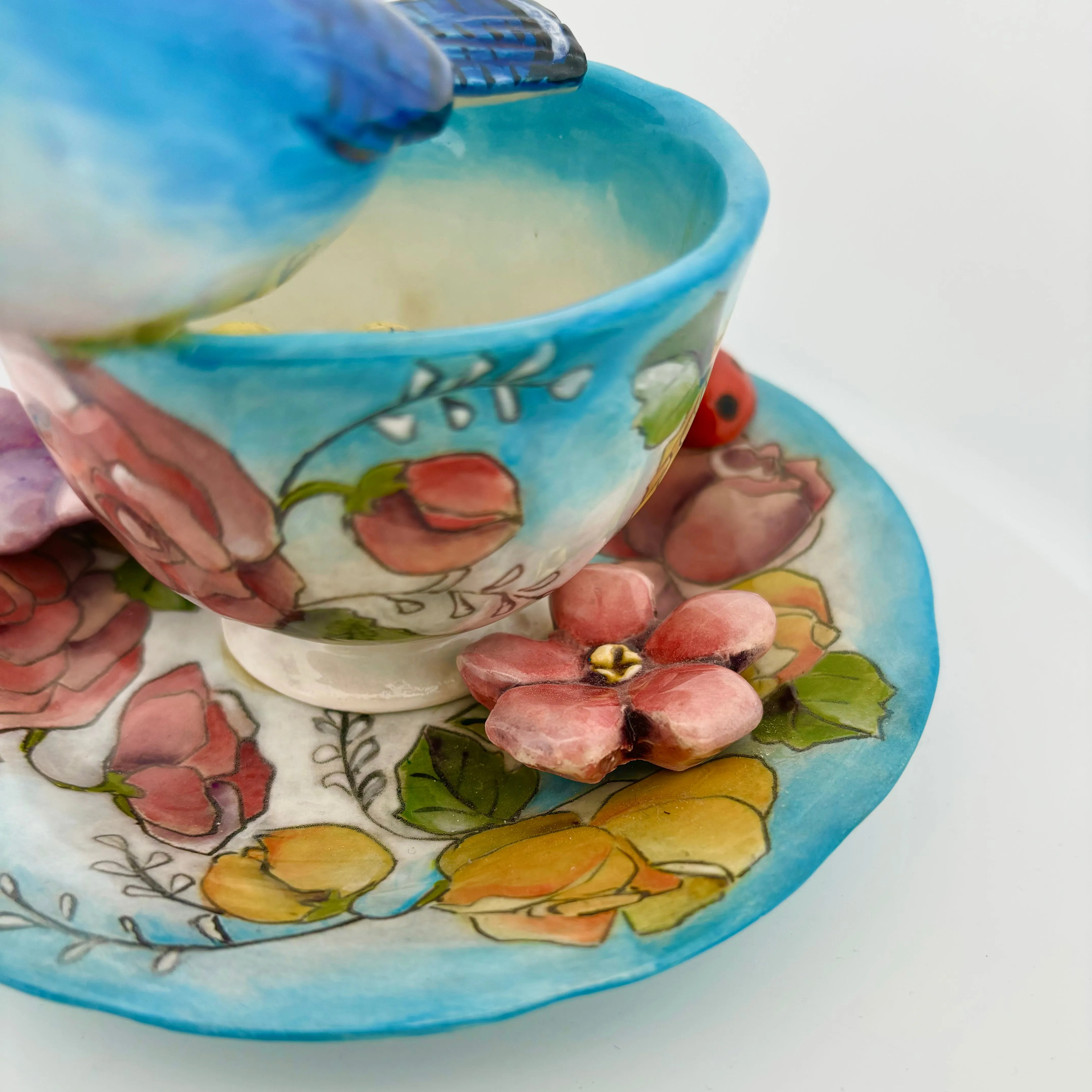 Garden Tea Party Blue Jay Figurine