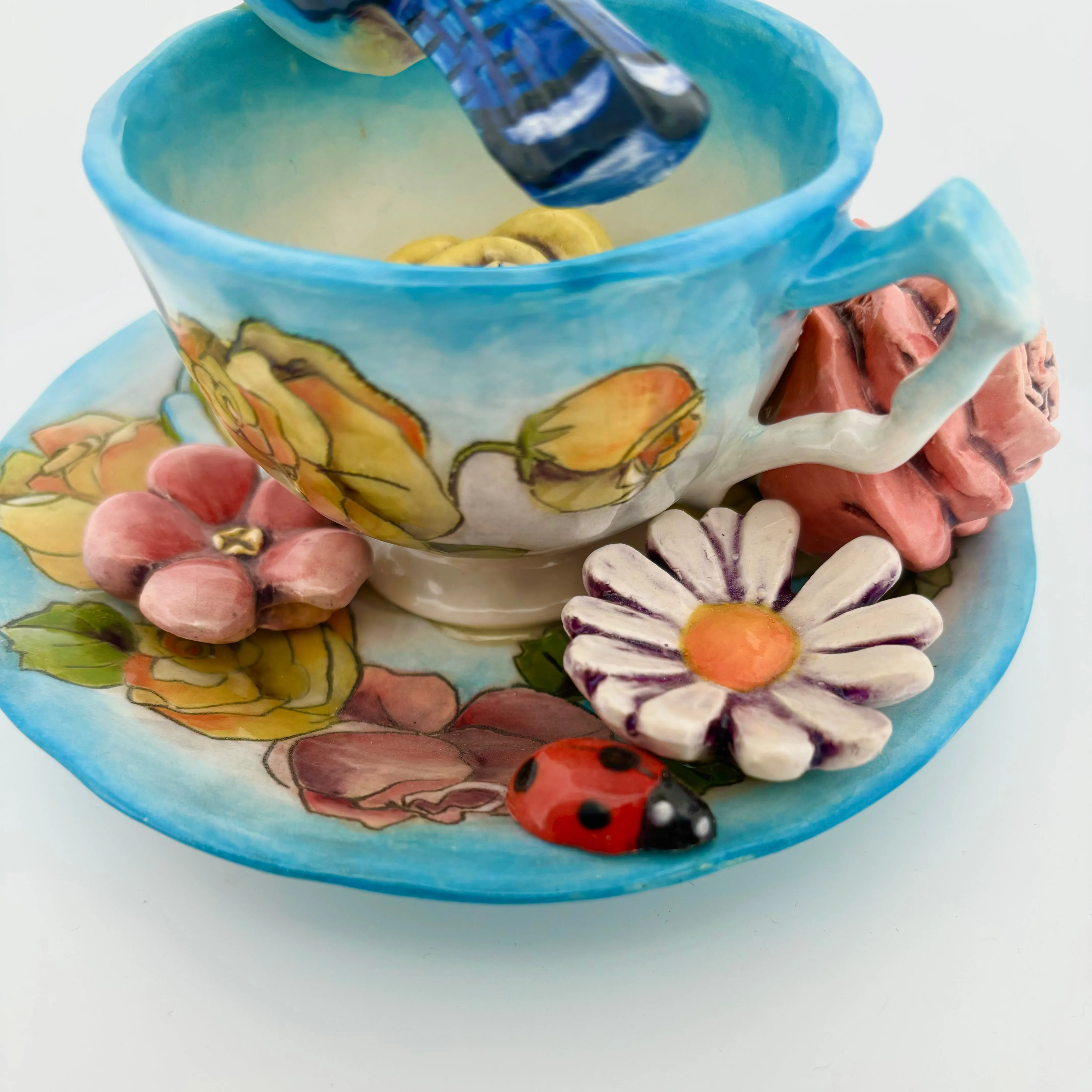 Garden Tea Party Blue Jay Figurine
