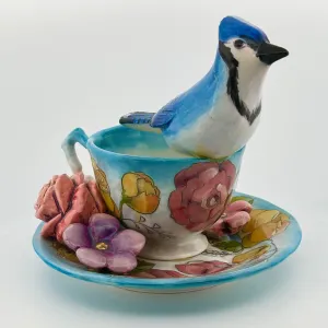 Garden Tea Party Blue Jay Figurine
