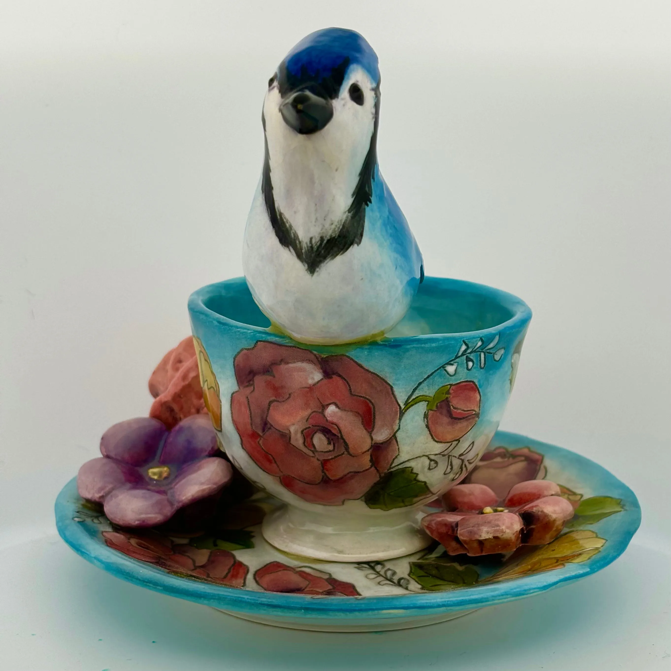 Garden Tea Party Blue Jay Figurine