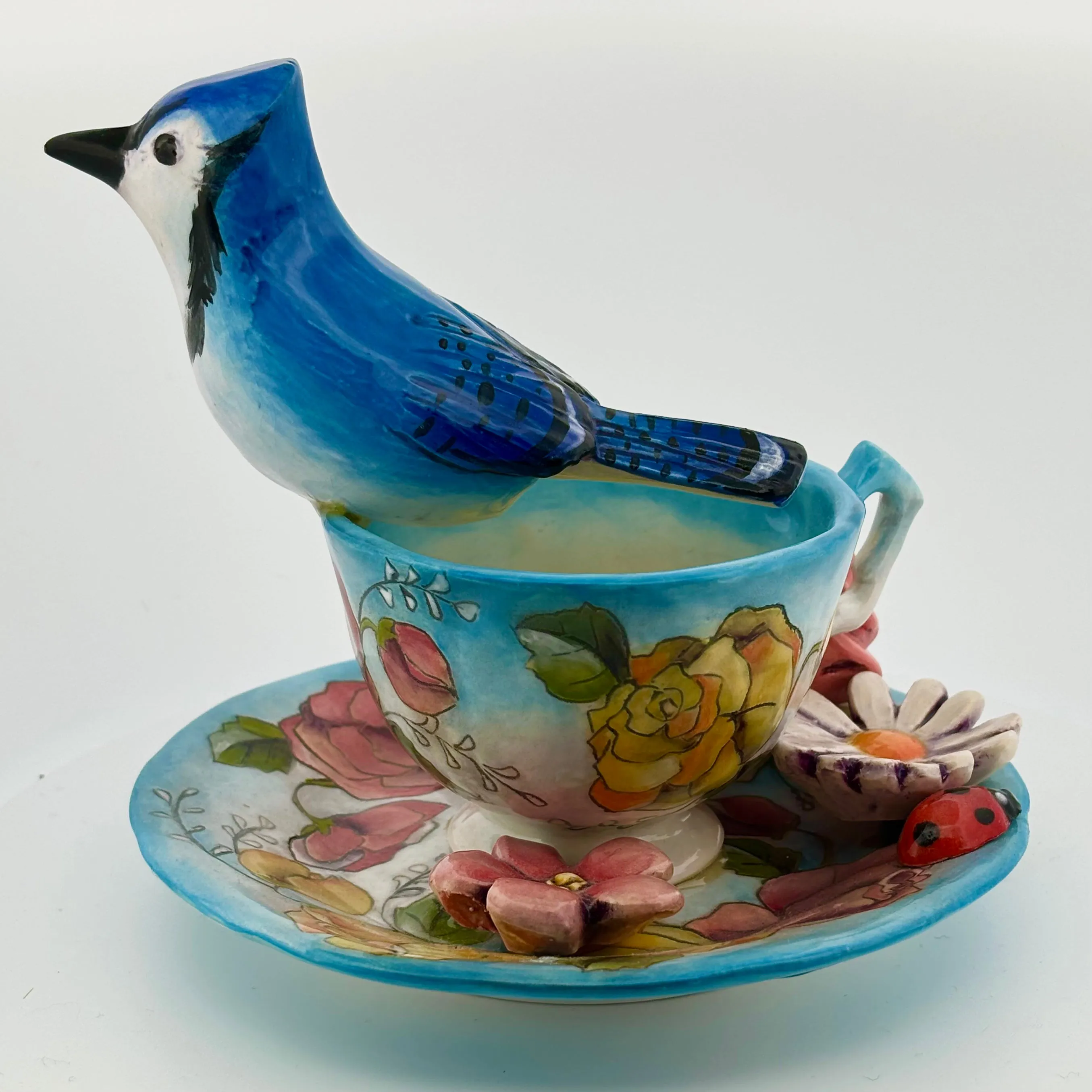 Garden Tea Party Blue Jay Figurine