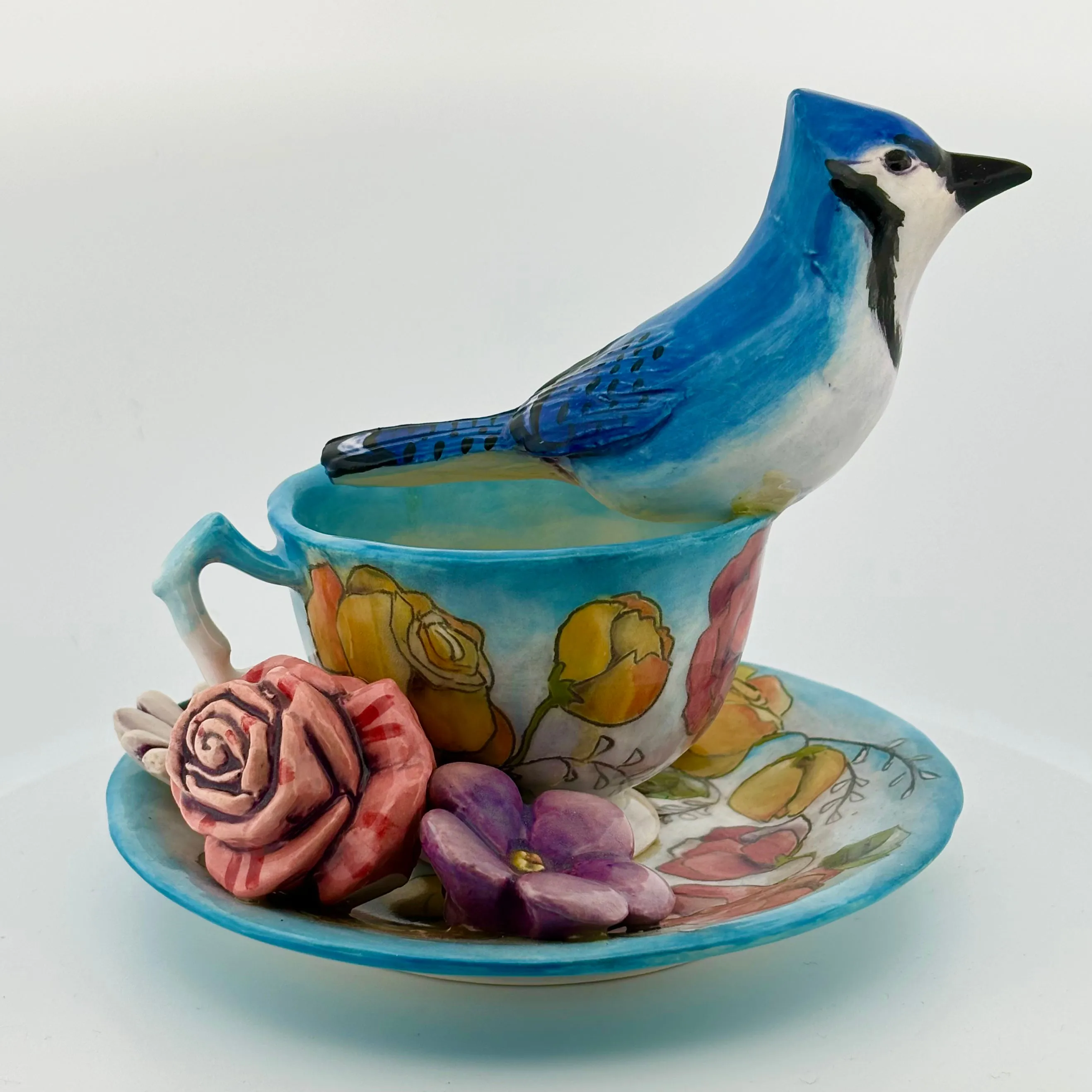 Garden Tea Party Blue Jay Figurine