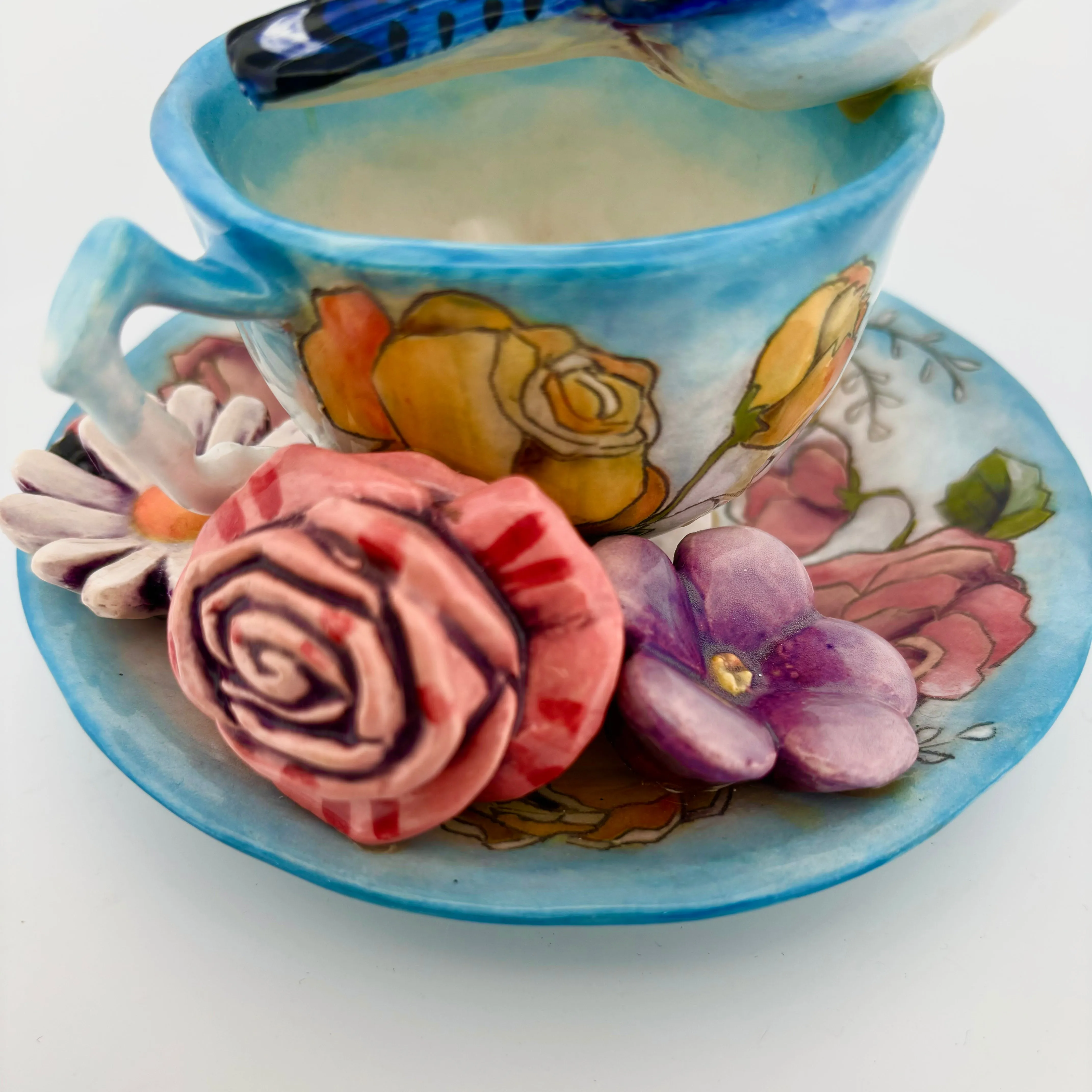 Garden Tea Party Blue Jay Figurine