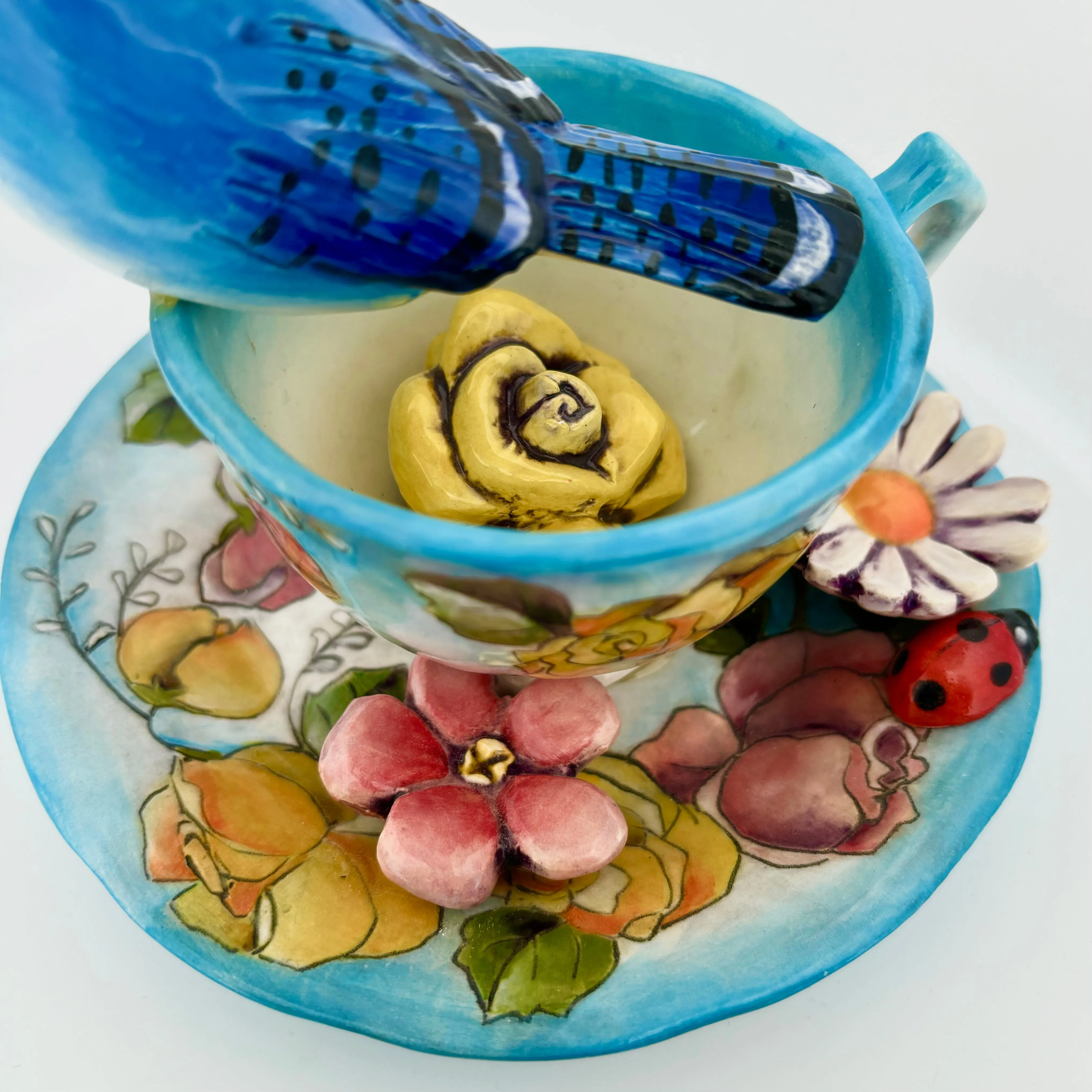 Garden Tea Party Blue Jay Figurine