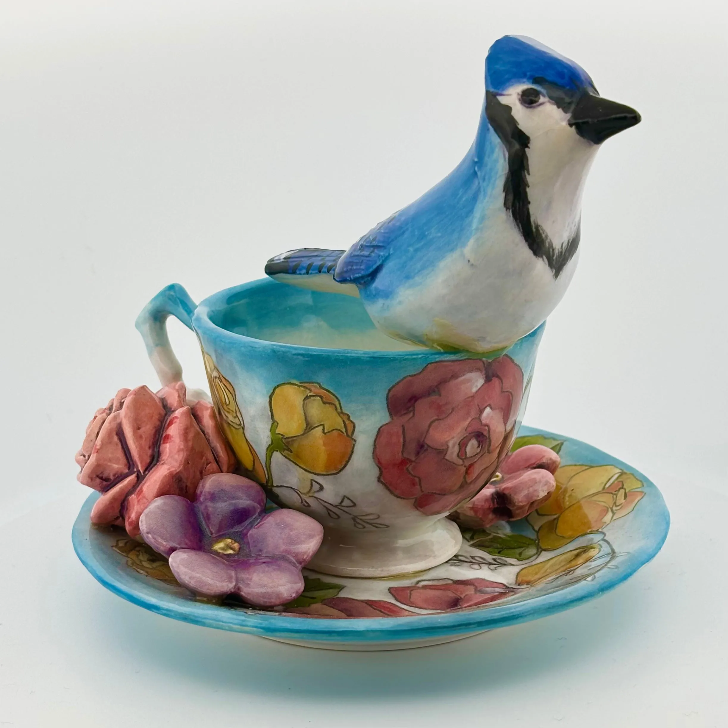 Garden Tea Party Blue Jay Figurine