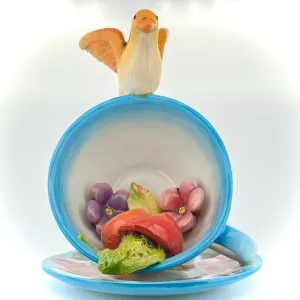 Garden Tea Party Canary Figurine