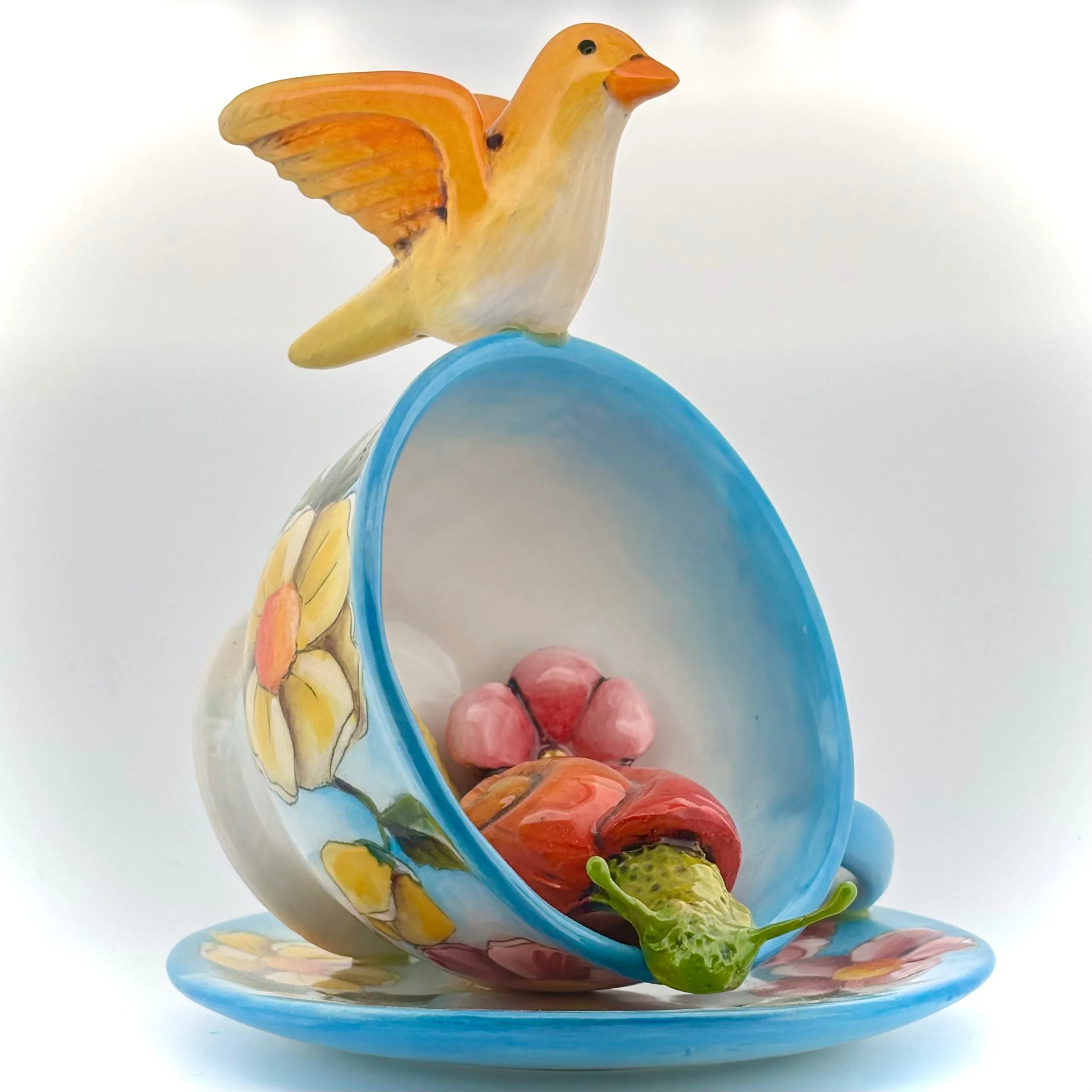 Garden Tea Party Canary Figurine