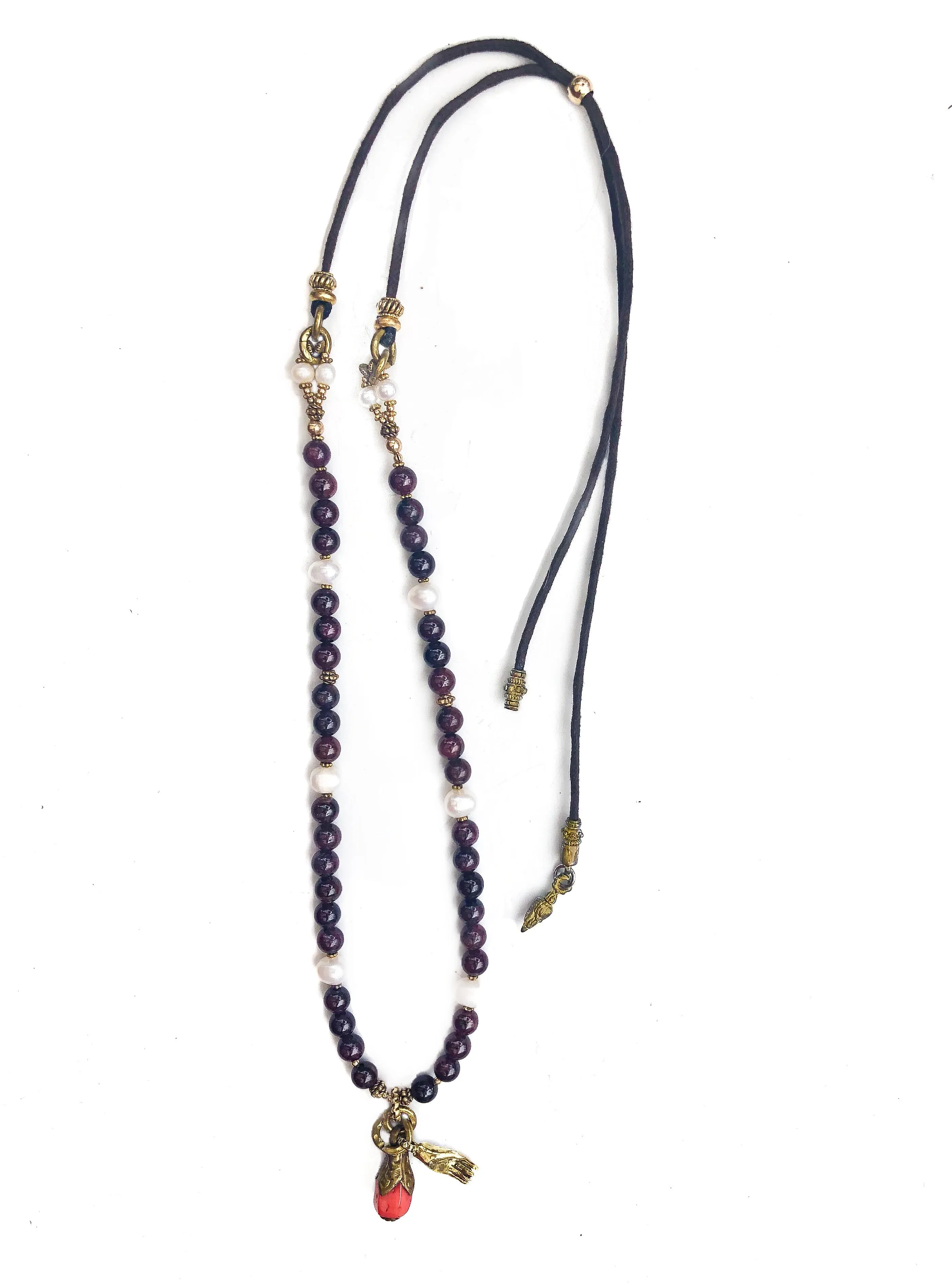 Garnet & Pearl Compassion Necklace