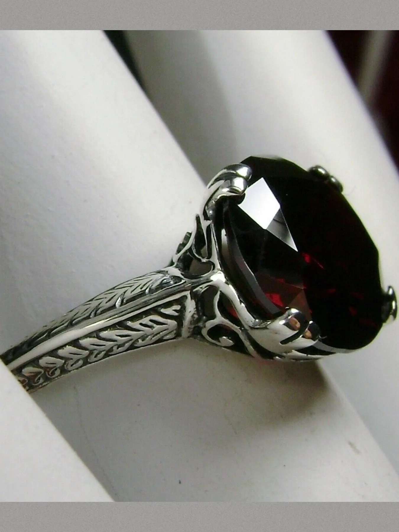 Garnet Ring, Art Deco 1930's Style Jewelry, #D12