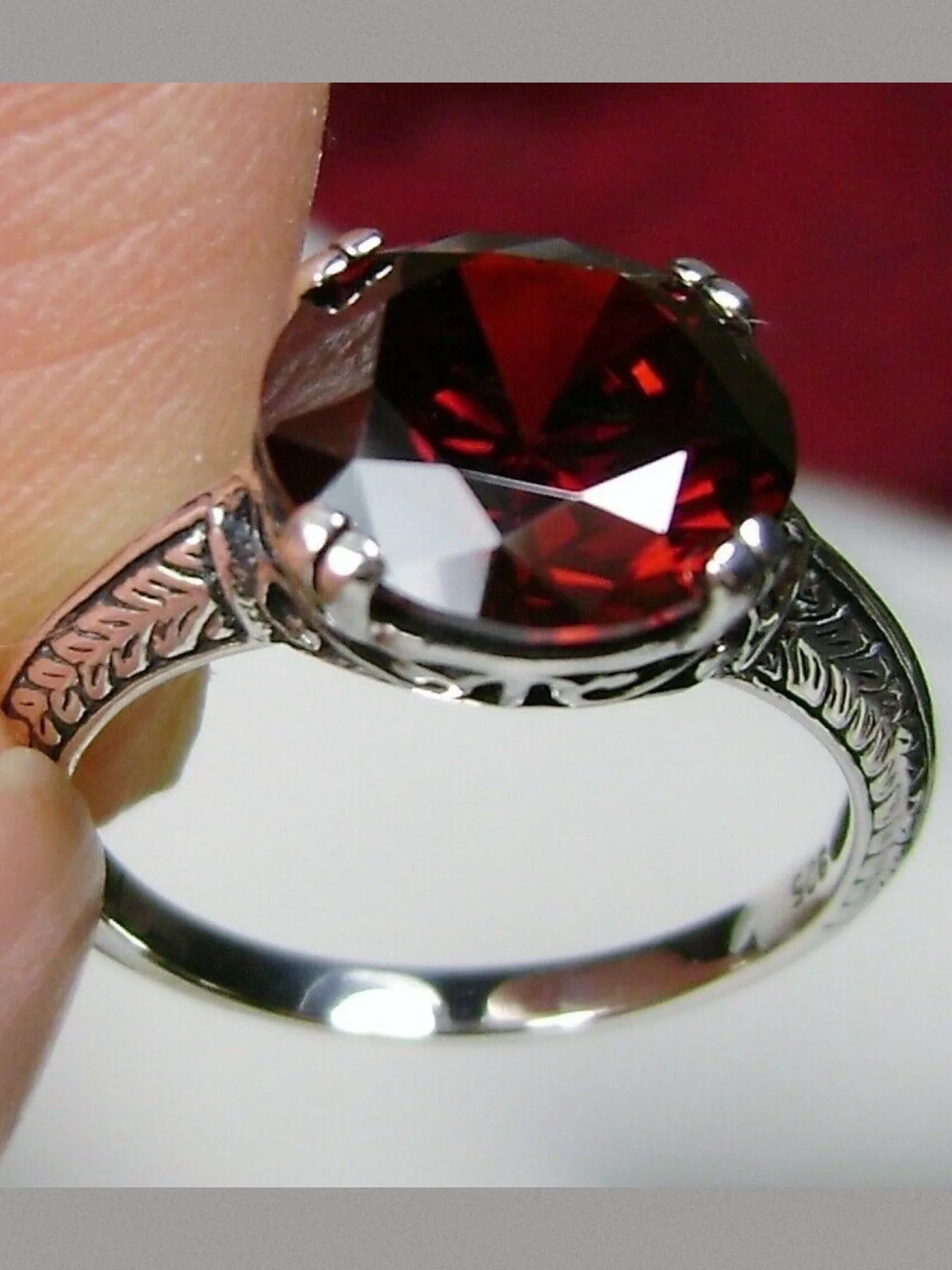 Garnet Ring, Art Deco 1930's Style Jewelry, #D12