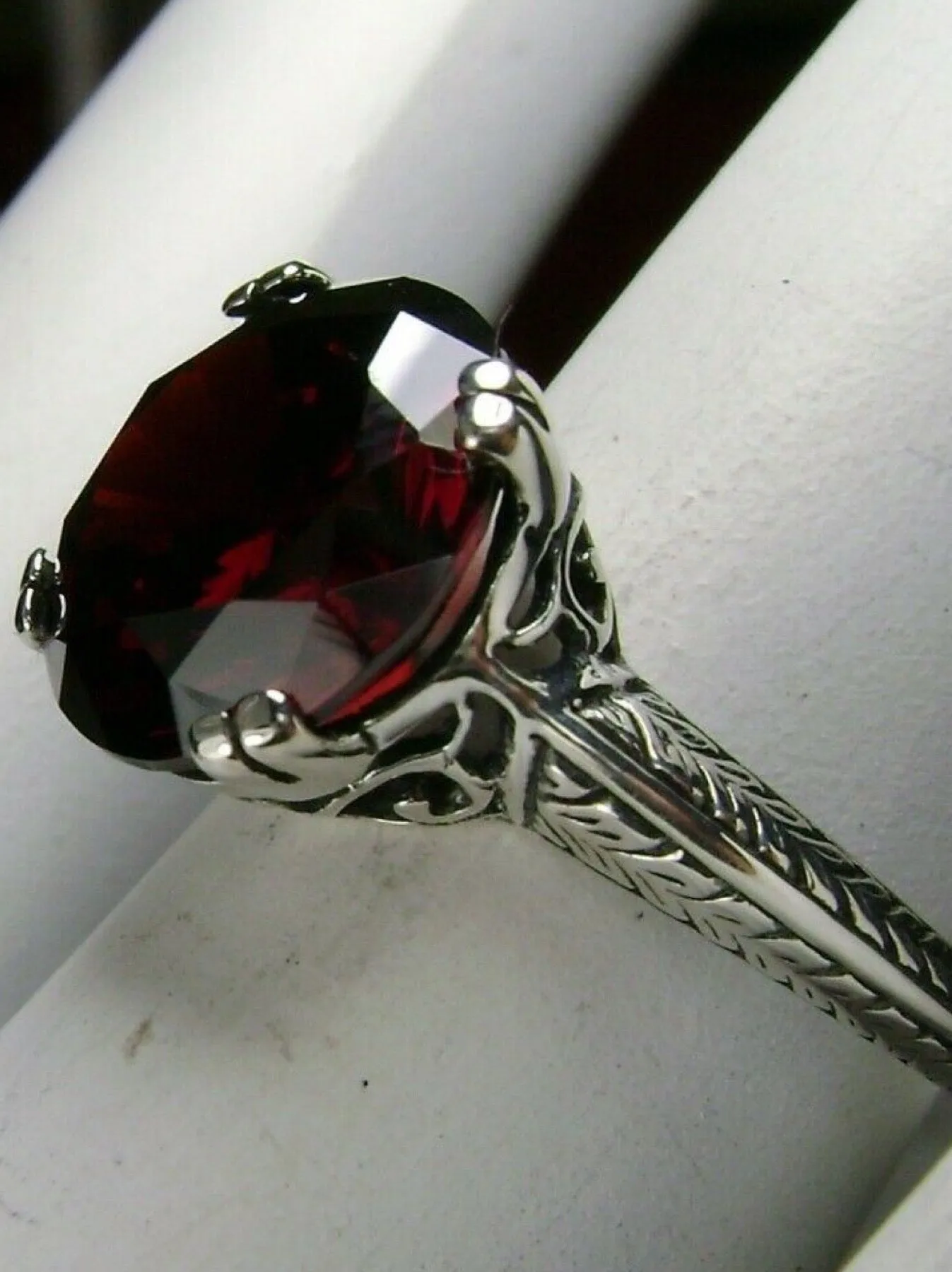 Garnet Ring, Art Deco 1930's Style Jewelry, #D12