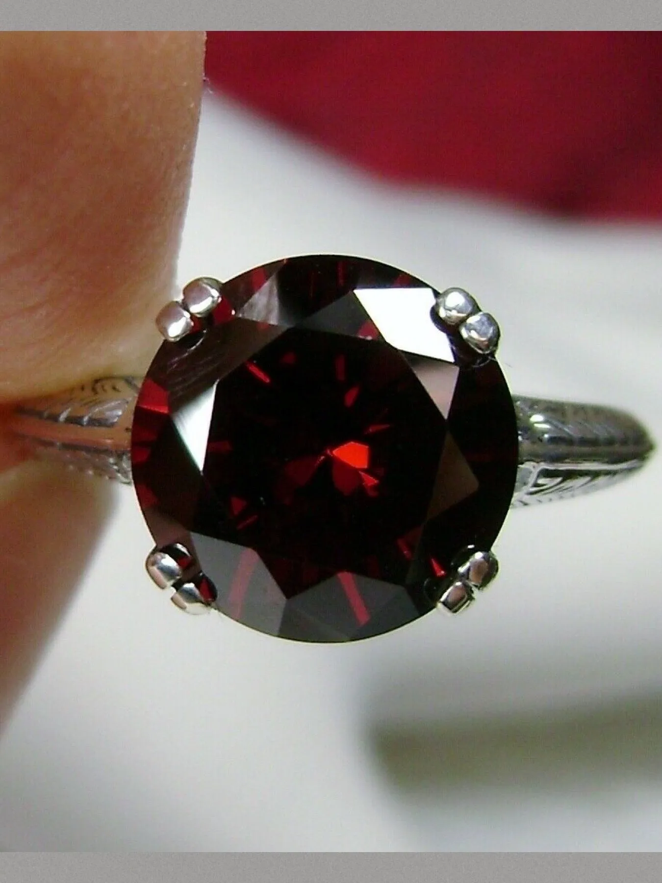 Garnet Ring, Art Deco 1930's Style Jewelry, #D12