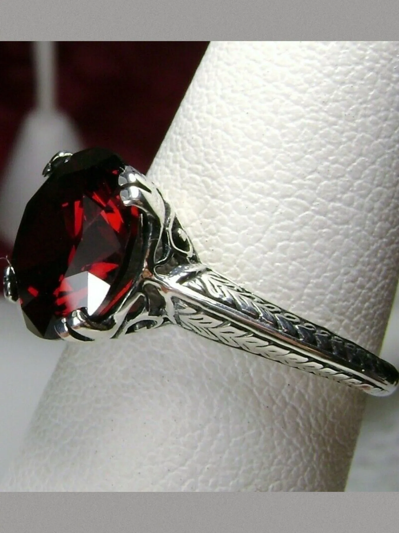 Garnet Ring, Art Deco 1930's Style Jewelry, #D12