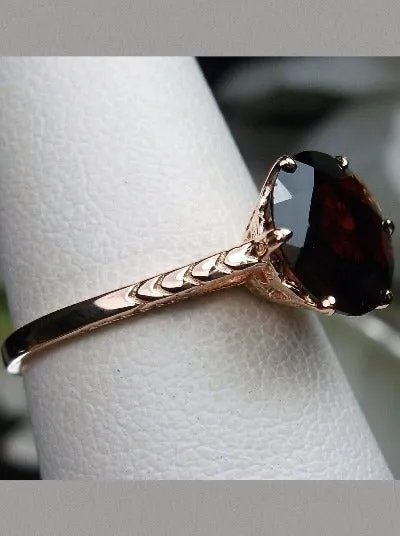 Garnet Ring, Rose Gold plated, Natural Gemstone Solitaire, Classic Jewelry #D37z