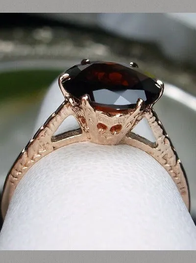 Garnet Ring, Rose Gold plated, Natural Gemstone Solitaire, Classic Jewelry #D37z
