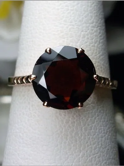 Garnet Ring, Rose Gold plated, Natural Gemstone Solitaire, Classic Jewelry #D37z
