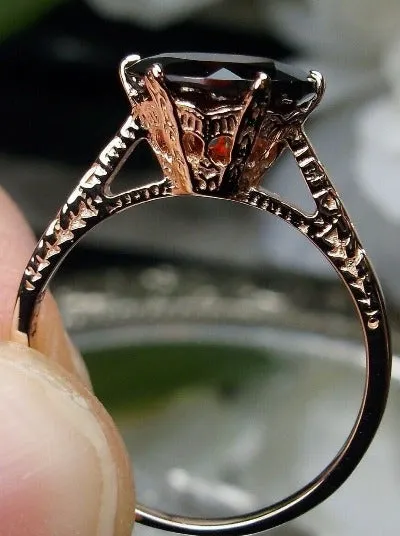Garnet Ring, Rose Gold plated, Natural Gemstone Solitaire, Classic Jewelry #D37z