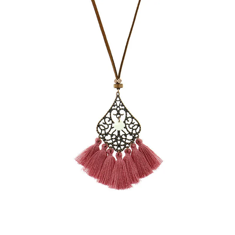 Geometric necklace bohemian tassel necklace