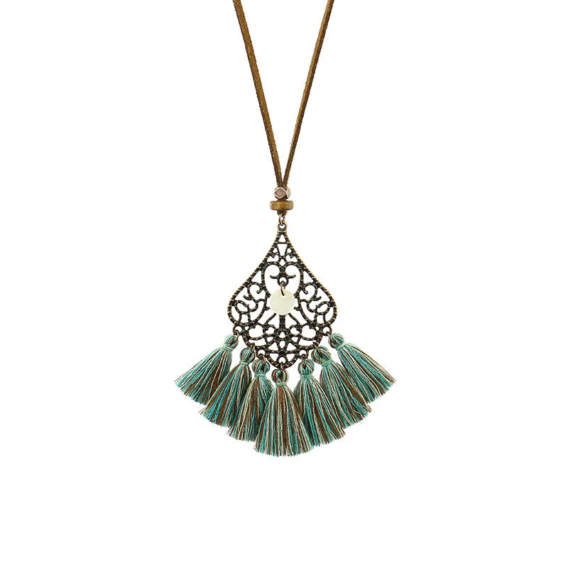 Geometric necklace bohemian tassel necklace