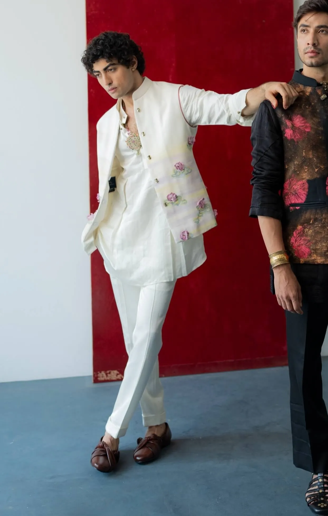 Giverny ivory nehru jacket set