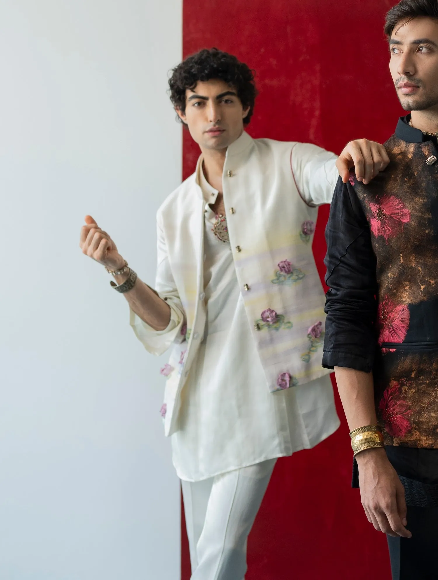 Giverny ivory nehru jacket set