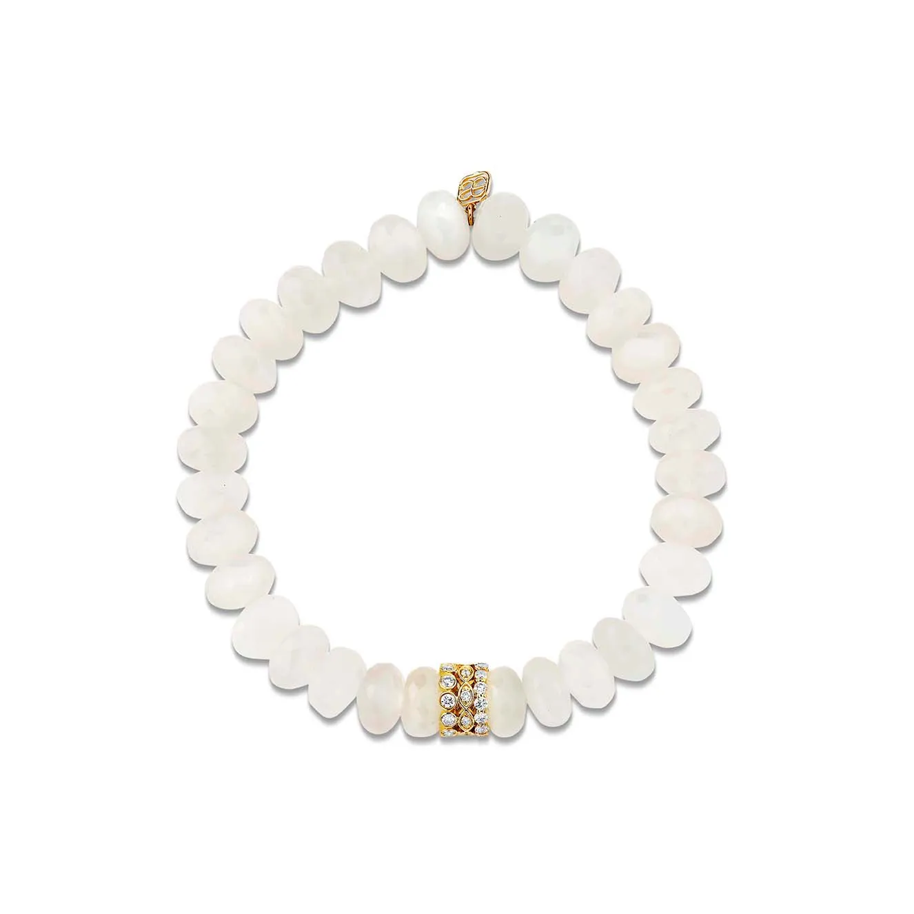 Gold & Diamond Trio Rondelle on Moonstone