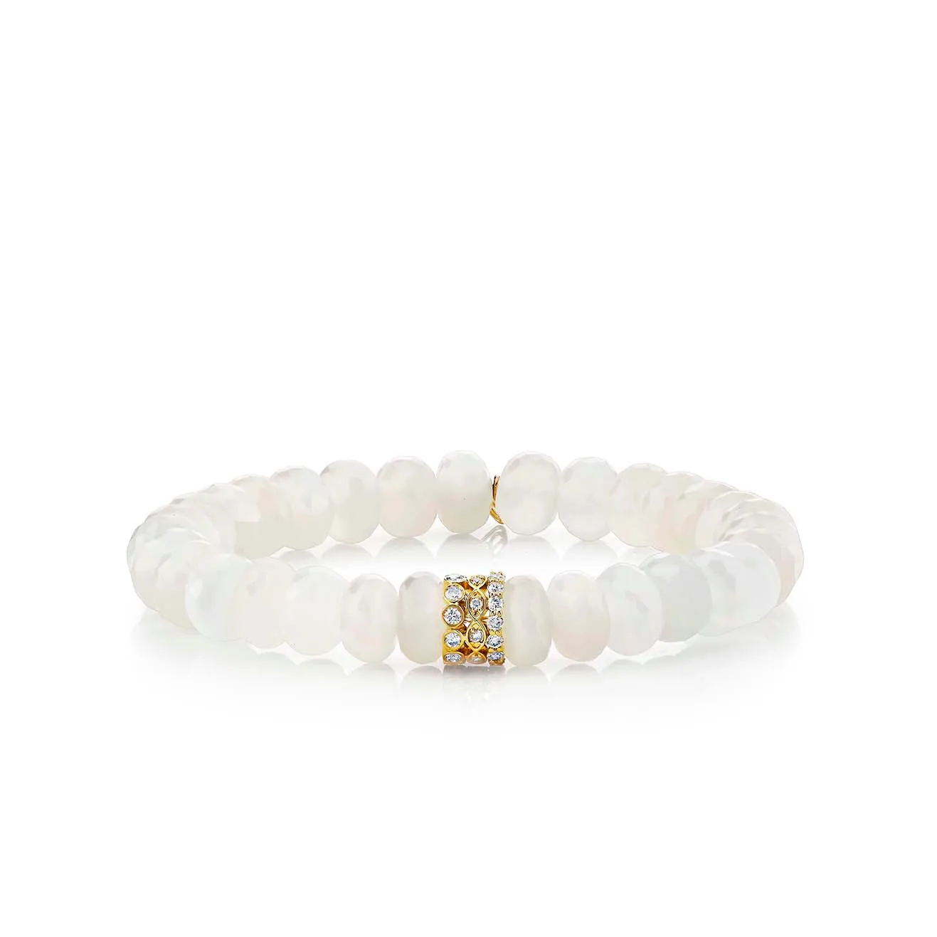 Gold & Diamond Trio Rondelle on Moonstone