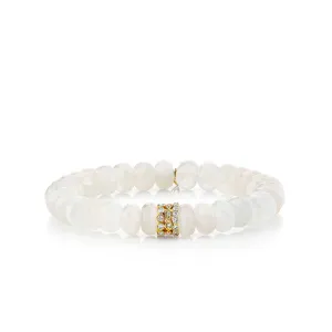 Gold & Diamond Trio Rondelle on Moonstone