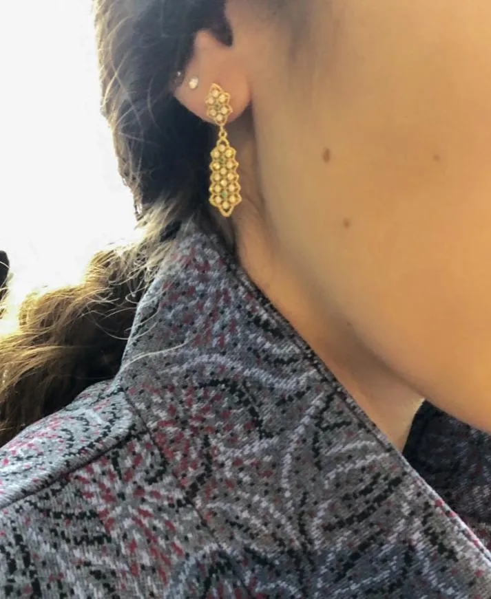 Gold Drop Earrings | Cubic Zirconia Stone | Rose Gold & Silver