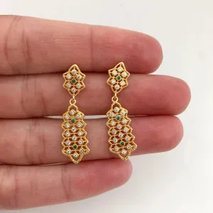Gold Drop Earrings | Cubic Zirconia Stone | Rose Gold & Silver