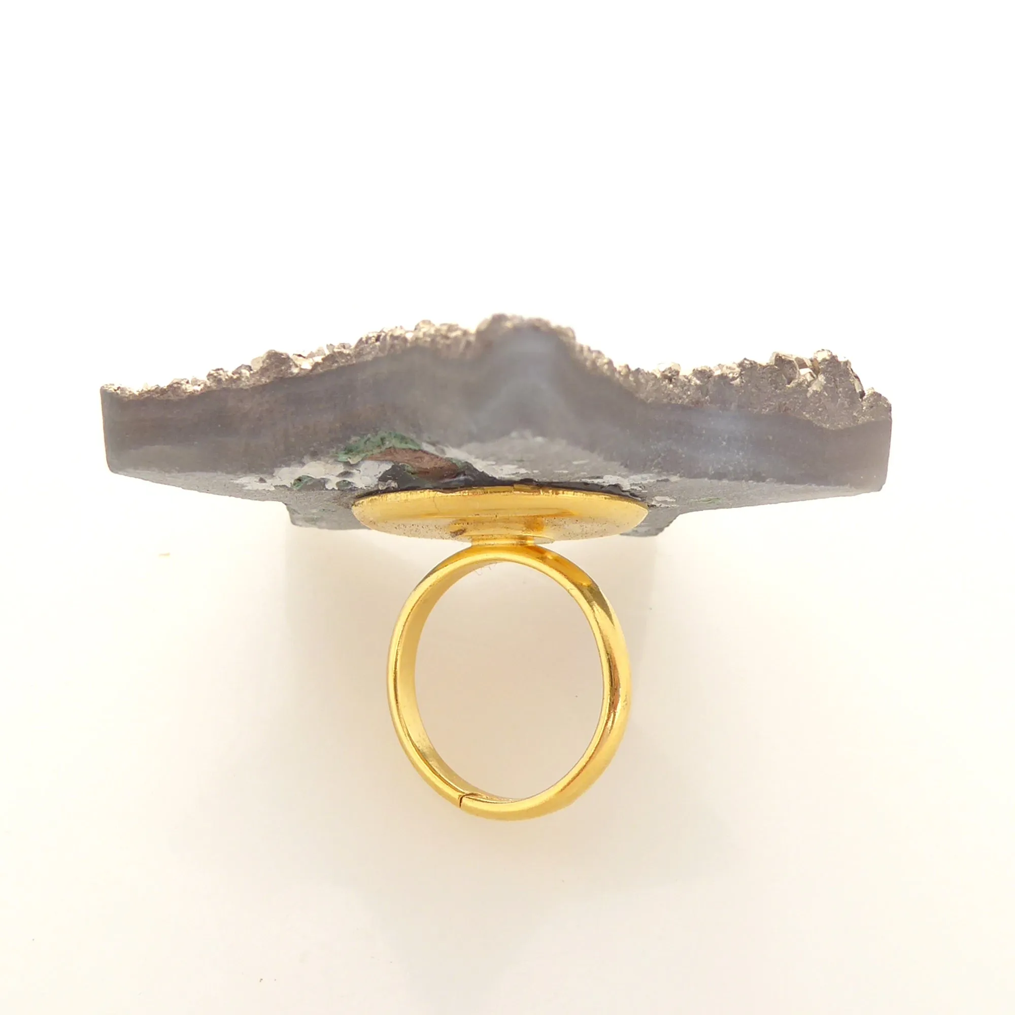 Gold druzy star ring
