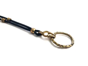 Gold Hook & Leather Eyering Necklace