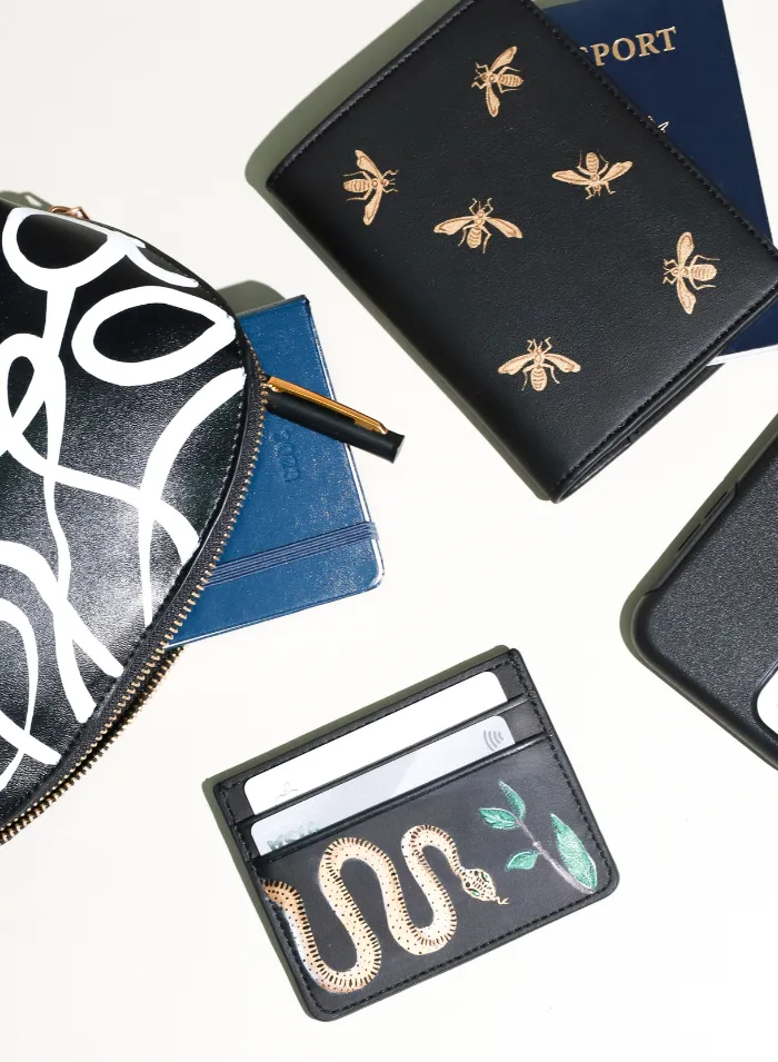 Gold Metallic Bees Passport Holder
