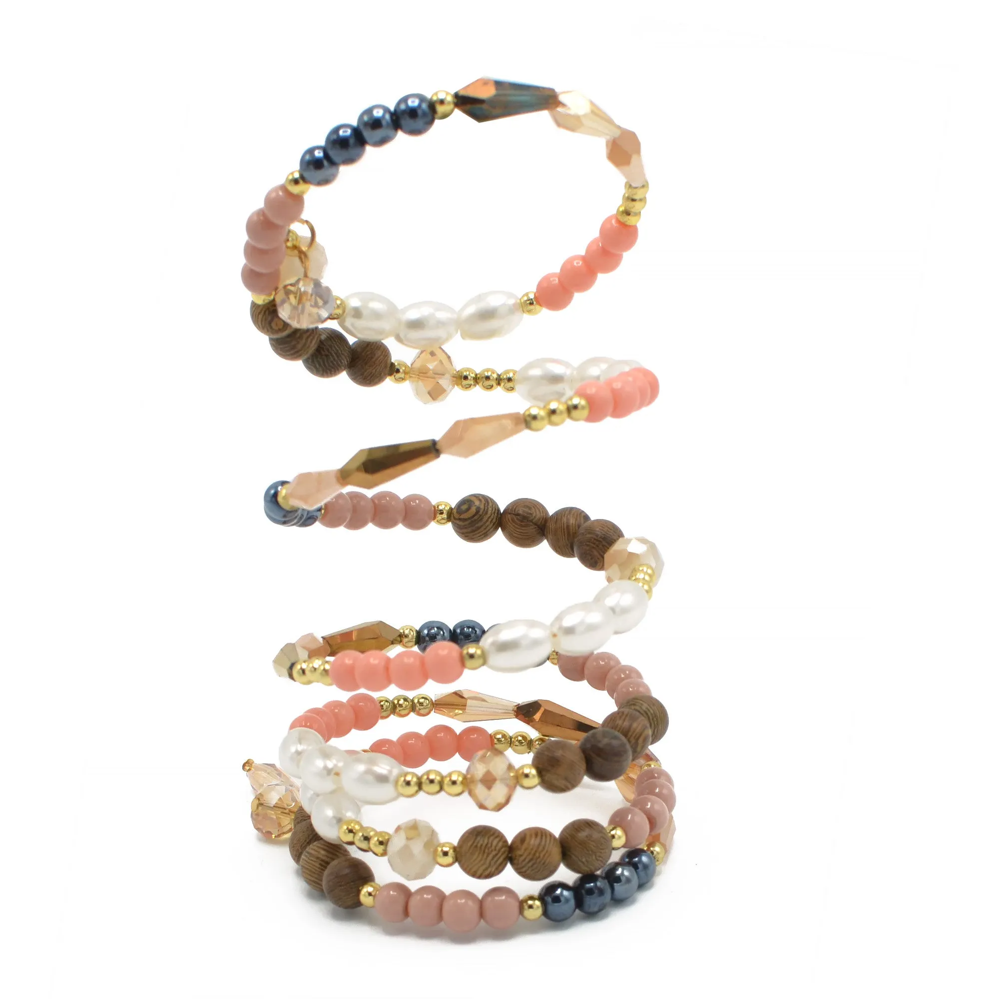 GOLD MIX BEAD MEMORY WIRE BRACELET#SWKK-11980 (HE1)