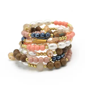 GOLD MIX BEAD MEMORY WIRE BRACELET#SWKK-11980 (HE1)