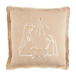 Gold Printed Nativity Pillow