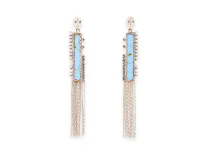 Golden sea marble tassel earrings