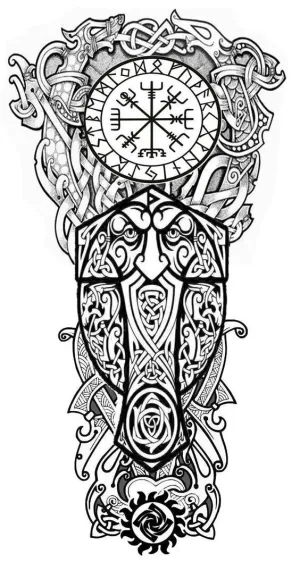 GOW Odin Viking Nordic Compass Medieval Celtic Tree of Life Wolves Flash Sublimation Printable Digital Tattoo Resizable Cosplay Costume Art