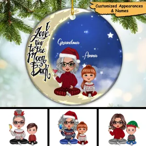 Grandma Grandkids On Moon Personalized Ornament