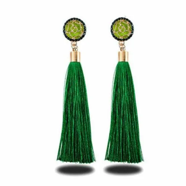 Green Tassel Fringe Earring