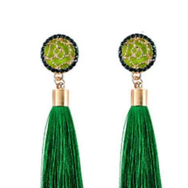 Green Tassel Fringe Earring