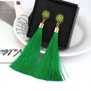 Green Tassel Fringe Earring