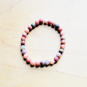 Hailey Frosted Marble Jasper Beaded Stretch Bracelet in Pink